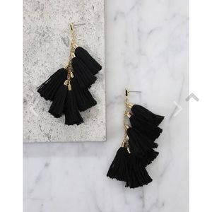 Ettika Black Tassel Earrings